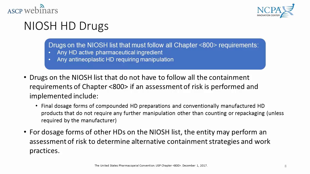 USP General Chapter 800 and EPA: Implications for Long-Term Care and Community Pharmacies