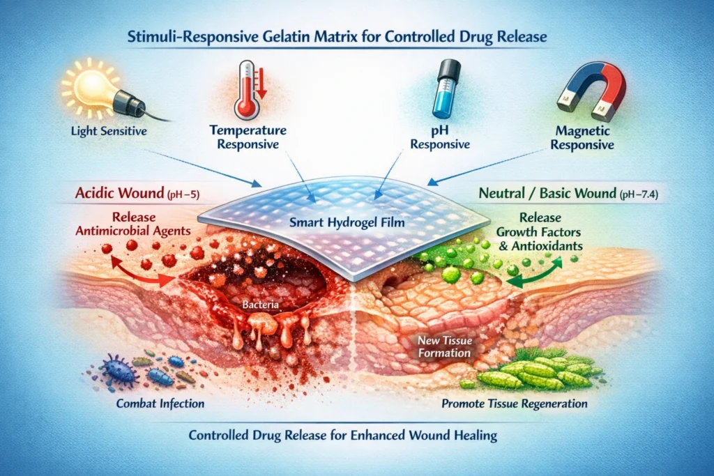 Smart Wound Dressing (webp) Controlled Drug Release for Enhanced wound healing