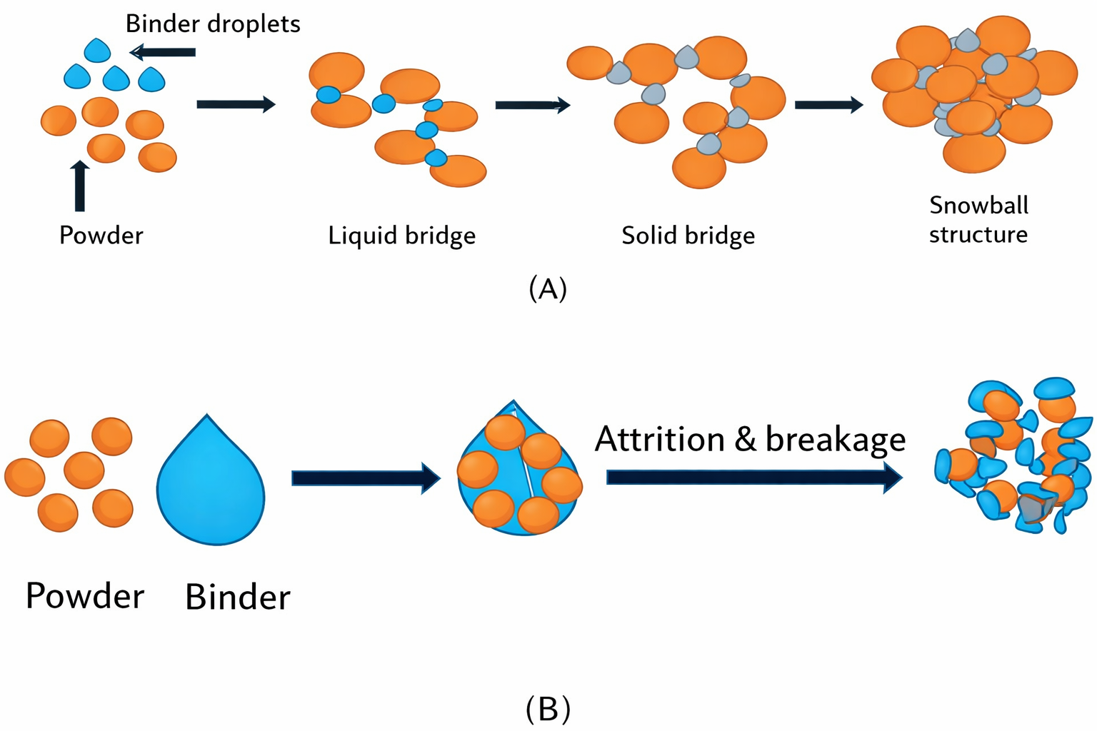 Schematic illustration of the granulation process in pharmaceutical powder technology Schematic illustration of the granulation process in pharmaceutical powder technology