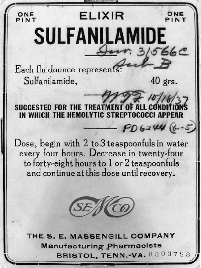 An-Elixir-Sulfanilamide-Label-1937-RG-246-National-Archives Sulfanilamide-Label
