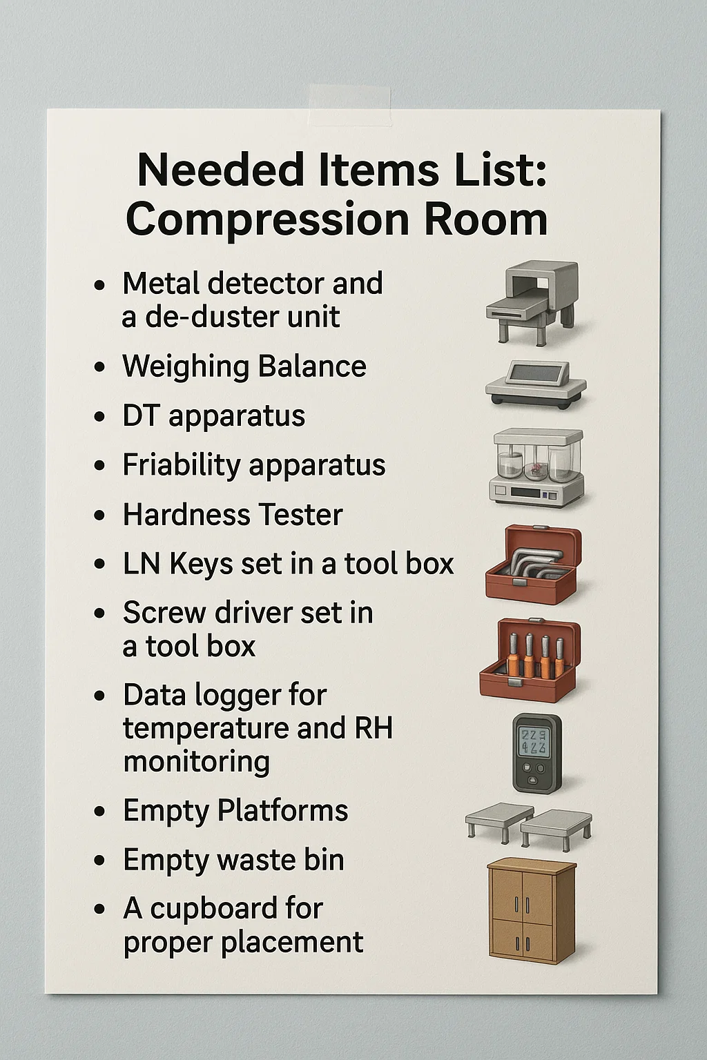 Item List in Compression Room