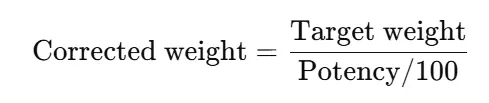 corrected weight for reference standard