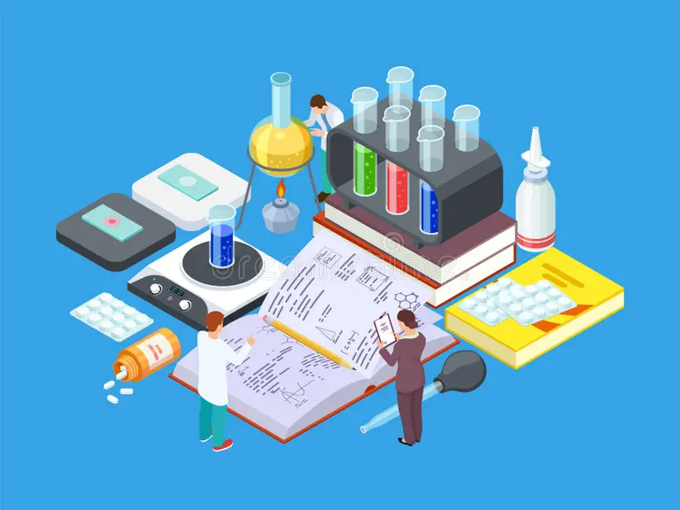 isometric-science-lab-vector-medical-research-concept-pharmaceutical-industry-drug-development-illustration-chemistry-157490 (1) Drug Development