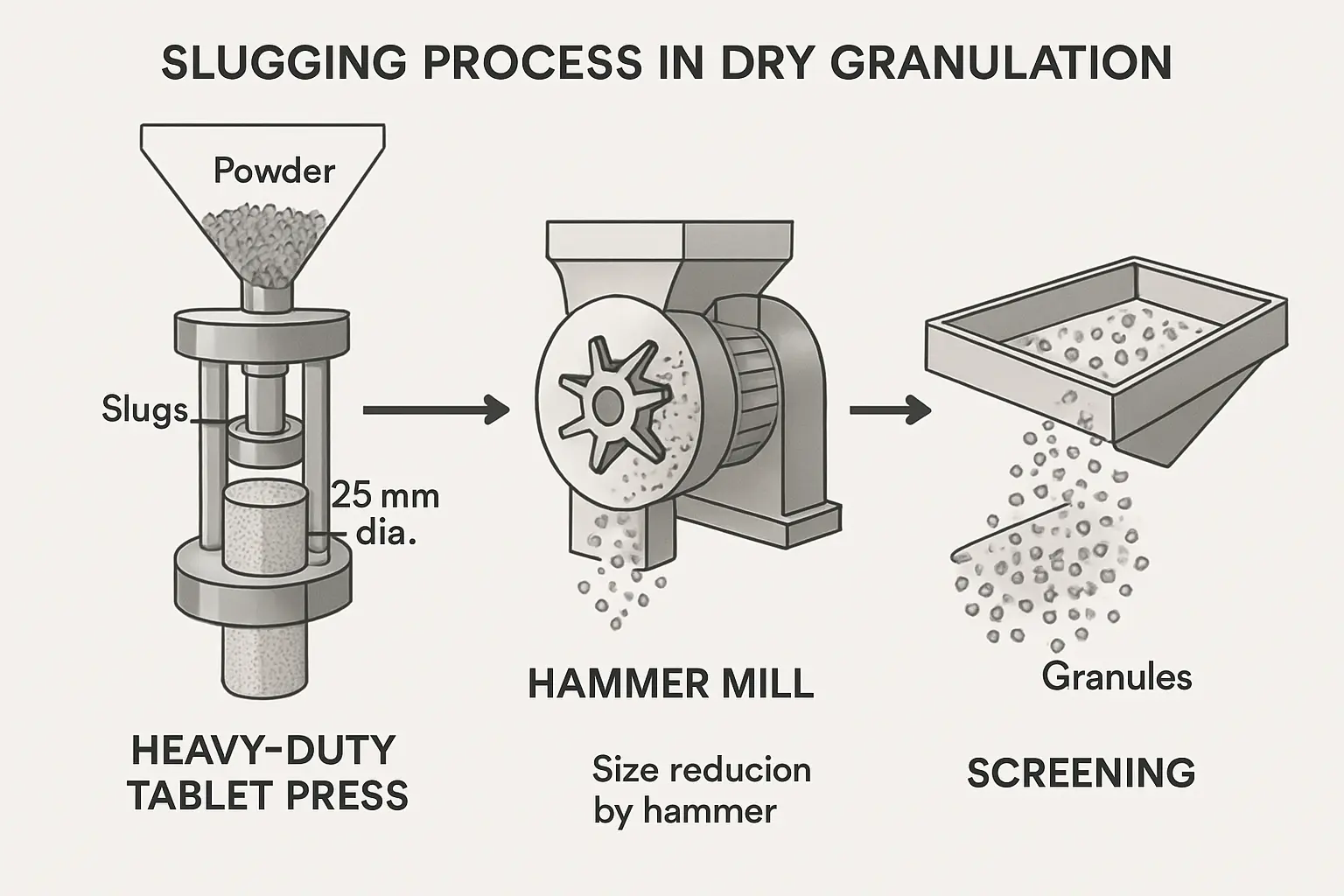 sluuginng process in dry granulation 
