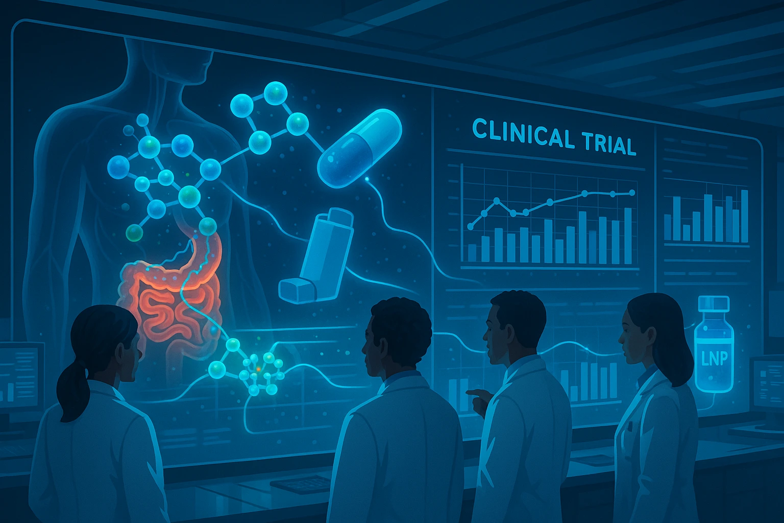 Futuristic Drug Research Lab (webp) Futuristic, clinical, but human-centered design.