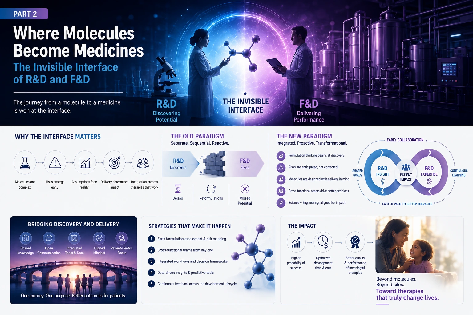 The interface where Research and Development (R&D) meets Formulation and Development (F&D).